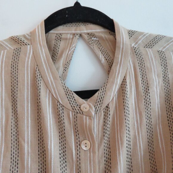 Striped Tan Midi Dress - Picture 6 of 15